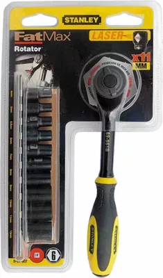 Set çelësa me krrikë rrotulluese Stanley FatMax Rotator 0-94-607, 1/4", 11 copë, 4-13 mm, verdhë/zezë