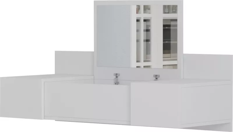 Tavolinë për grim e varur në mur, LINDE, melaminë, e bardhë, 100x39x33H cm