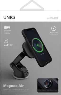 Mbajtës magnetik për veturë UNIQ Magneo me karikues induktiv 15W, gri, set 3-në-1