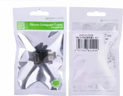 Adapter HDMI UGREEN 20109 këndor (Male në Female) 4K@60Hz, i zi, polybag