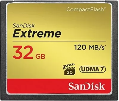 Kartelë SanDisk Extreme 32GB, CompactFlash, 120 MB/s, e zezë, e artë, e kuqe