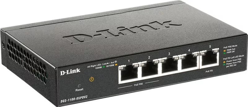 Switch D-Link DGS-1100, 5 porta, Gigabit Ethernet, PoE
