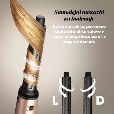 Tharëse flokësh me stilues Revamp Dynamic Radiance Pro DR-2850GD, 6 aksesorë, jonike, 110000 RPM, rozë e artë, set