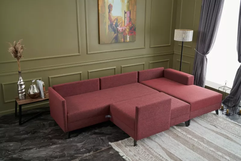 Kënd-sofë krevati Atelier del Sofa, Efsun, ngjyrë e kuqe e errët