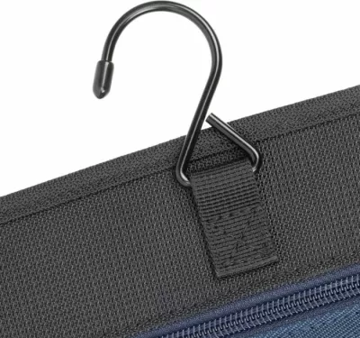 Çantë tualeti RIVACASE ECO 8408, RPET, 4 ndarje me zinxhir, me grep varës, e zezë