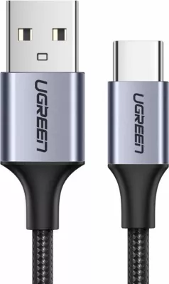 Kabllo USB 2.0 A në USB-C UGREEN 60124 0.25 m e zezë (polybag)