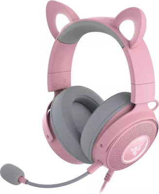Kufje gaming me mikrofon, Razer, Kraken Kitty V2 Pro RZ04-04510200-R3M1, over-ear, me veshë mace, rozë