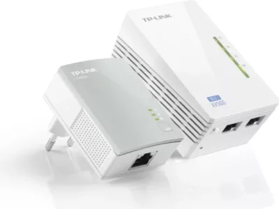 Powerline WiFi extender starter kit TP-LINK TL-WPA4220KIT AV600, 300Mbps, 2x LAN, set 2 adapter + kabllo RJ45, e bardhë