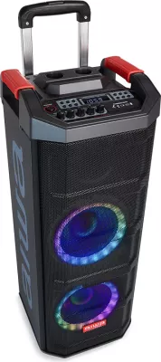 Altoparlant portativ Bluetooth Aiwa KBTUS-608 80 W RMS me drita RGB, me karrocë me rrota, i zi, me 2 mikrofonë wireless