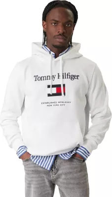 Duks me kapuç Tommy Hilfiger MW0MW42735 për meshkuj, i bardhë