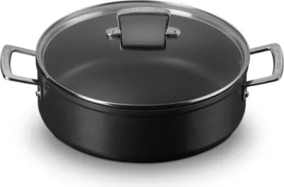 Sauteuse jo-ngjitëse Le Creuset 51113280010500 28 cm me kapak qelqi, e zezë
