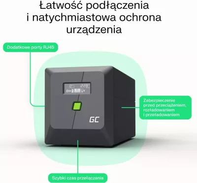 UPS Green Cell UPSLM360, 6.5 kVA, 360 W, 2 dalje AC, e zezë