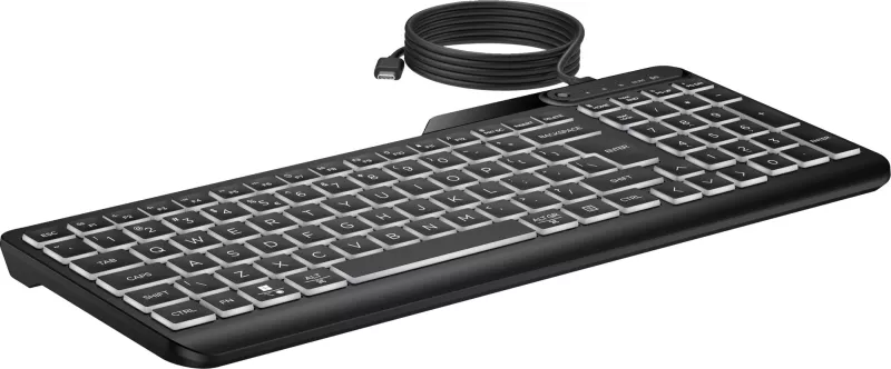 Tastierë HP 405 Multi-Device me ndriçim, me kabllo, USB Type-C, e zezë