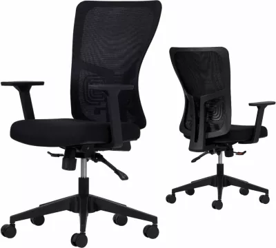 Set karrigesh për zyre (2 copë), Skye Decor, mbështetje për mes, 108 cm, e zezë