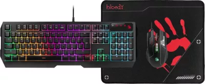 Set i lojërave A4-Tech Bloody B1700, tastierë + maus + mbështjellëse, me dritë RGB