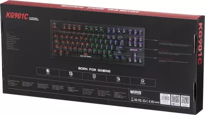 Tastierë mekanike gaming Marvo KG901C EN KRONE 87, 87 taste, Blue Switch, ndriçim RGB, e zezë me taste portokalli