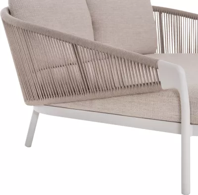 Daybed dopio XANTION, alumin i bardhë, litar, stof OLEFIN, 157x147x88cm