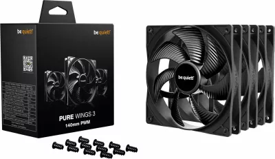 Ventilator PC be quiet! Pure Wings 3 BL139 140 mm PWM, i zi, paketë 3 copë
