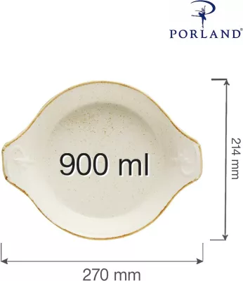 Tavë pjekjeje porcelani Porland Seasons Sand 900 ml ø210 mm, krem, set 6 copë