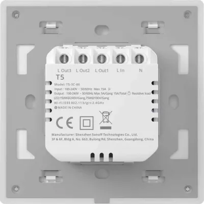 Switch Sonoff TX T5 3C, i bardhë, 3 kanale