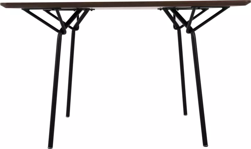 Tavolinë katrore për ngrënie TRENK, MDF me furnir lisi në ngjyrë arre, këmbë metalike të zeza, 120x120x75H cm