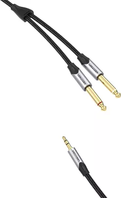 Kabllo audio Vention BARHK, 3.5mm në 2x 6.35mm, 8m, Gri