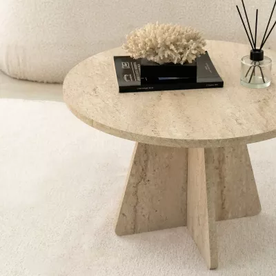 Tavolinë kafeje Skye Decor, ngjyrë travertine, 60x40cm