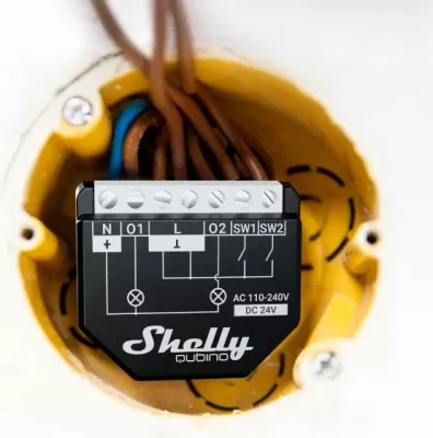 Smart switch Shelly Qubino WAVE 2PM, Wireless, 25 dBmW, Z-Wave, 868.4 MHz, e zezë