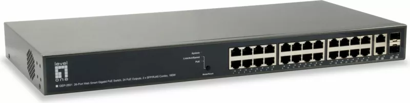 Switch LevelOne TURING 26-Port Web Smart Gigabit PoE, 24 PoE Outputs, 2 x SFP/RJ45 Combo