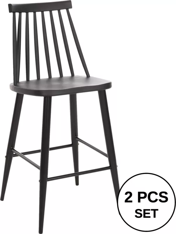 Karrige për bar mesatare VANESSA FH9300.12 polipropilen & metalike, e zezë, 45,5x46x97H cm., set prej 2 copë