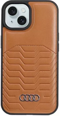 Mbështjellës Audi Synthetic Leather me MagSafe për iPhone 15 Plus / 14 Plus, Kafe