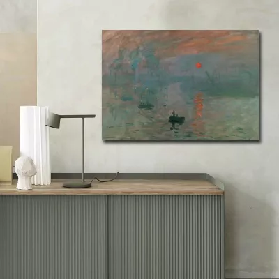 Pikturë dekorative në kanavacë, art i Monet, shumëngjyrëshe, 70x100cm