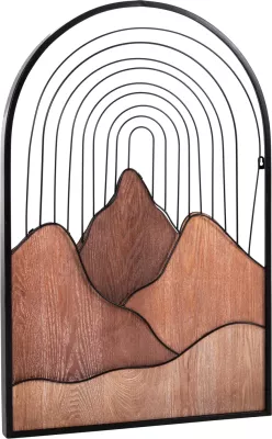 Dekor për mur, ngjyrë druri natyral dhe metal i zi, FH4220, 60x3.5x93 cm
