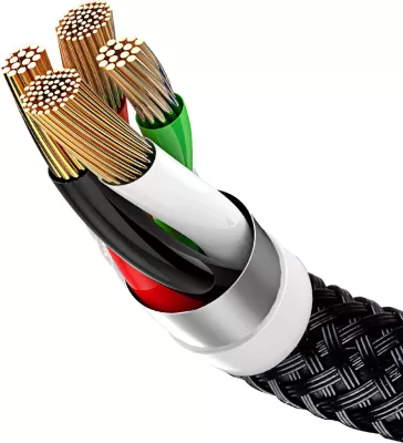 Kabllo 3-në-1 Baseus Three Primary Colors CAMLT-BSY01, 0.3m, USB-A në micro USB/Lightning/USB-C, e zezë, e kuqe, e kaltër