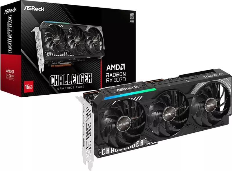Kartelë grafike ASRock Radeon RX 9070 XT Challenger, 16GB GDDR6, 256-bit, PCIe 5.0, e zezë