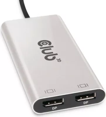 Adapter Thunderbolt 3 Club3D 2x DisplayPort 1.2 4K, argjendtë