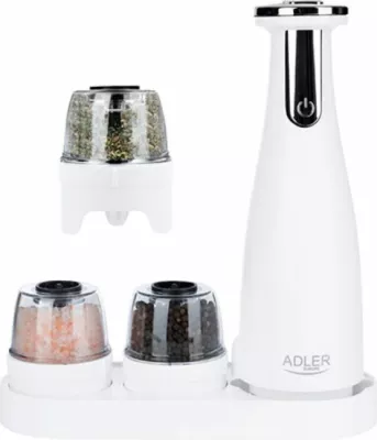 mulli elektrik për kripë e piper ADLER AD4449W, 150 ml, USB-C, set 3 copë, i bardhë mat
