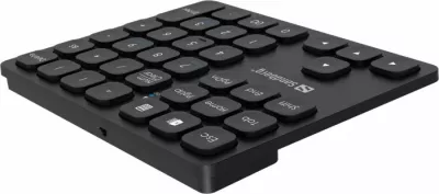 Tastierë numerike wireless Sandberg 630-09, 2.4GHz + Bluetooth, bateri e rikarikueshme, receiver USB-A, e zezë