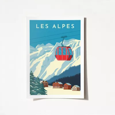 Poster A3 Les Alpes - 1990, shumëngjyrësh