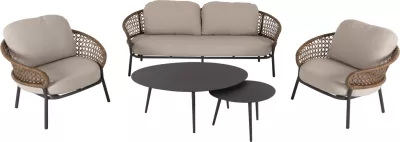 Set salloni për jashtë 5 pjesë BREY FH6079 alumini antracit-kaki PE ratan-bezh jastëkë