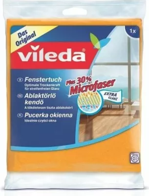 Pëlhurë për dritare Vileda Window Cloth 141327, 30% mikrofibër, e verdhë, 1 copë