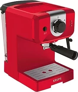 Aparat espresso manual, Krups XP320530, 15 bar, rezervuar 1.5 L, sistem Thermoblock, grykë avulli, i kuq