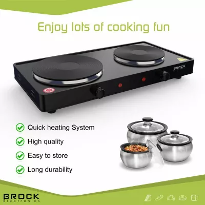 Pllakë elektrike e dyfishtë Brock EP 200 BK 2500 W, e zezë