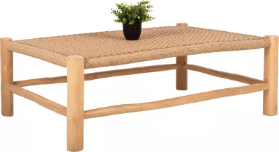 Tavolinë kafeje LONDER, dru teak-sintetik ratan, natyral, 119x79.5x41 cm