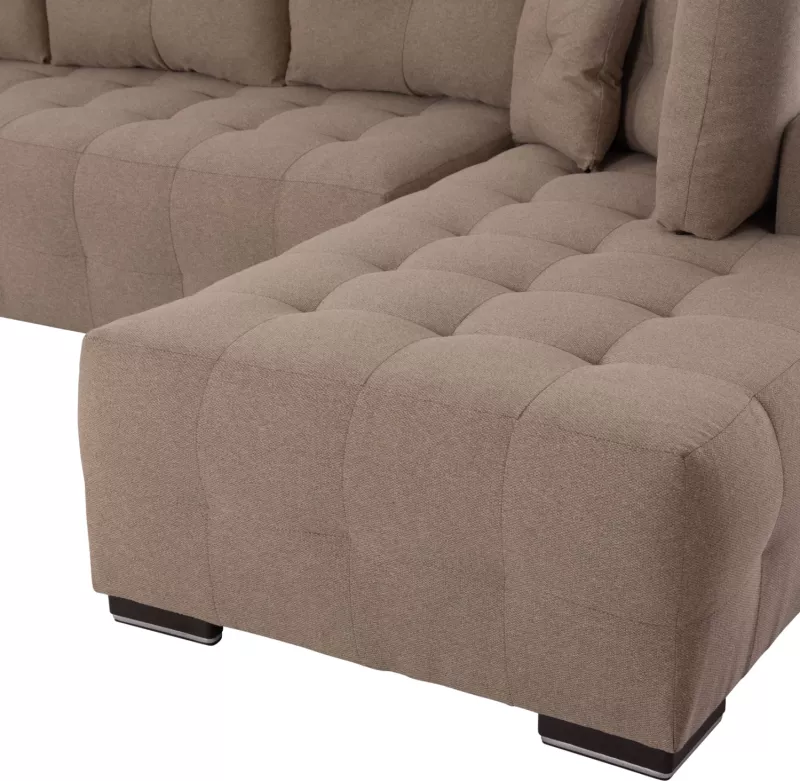 Kënd divan me hapësirë për depo, Trendston FH3302.03R, material bezhë, 298x177x95cm