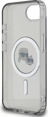 Mbështjellës Karl Lagerfeld IML Metal Karl & Choupette Heads MagSafe për iPhone 16e, i zi