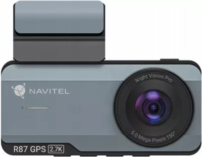Kamerë regjistruese për veturë Navitel R87 GPS 2.7K, 150°, 3.7\", Wi‑Fi, microSD deri 256GB, e zezë/argjendtë