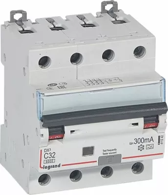 Ndërprerës diferencial me mbrojtje nga mbingarkesa (RCBO) Legrand P314 DX3 411242, 4P, 32A, C, 300mA, Tip A, 400V, IP20