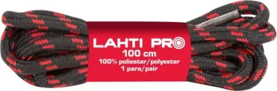 Lidhëse këpucësh Lahti Pro L9040150, rrethore trekking 4 mm, 150 cm, 10 copë, zi-kuqe