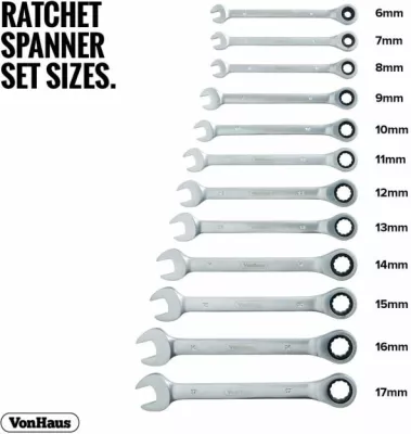 Set çelësash me klikë VONHAUS 15/253 6-17 mm, 12 copë, argjendtë/zi
